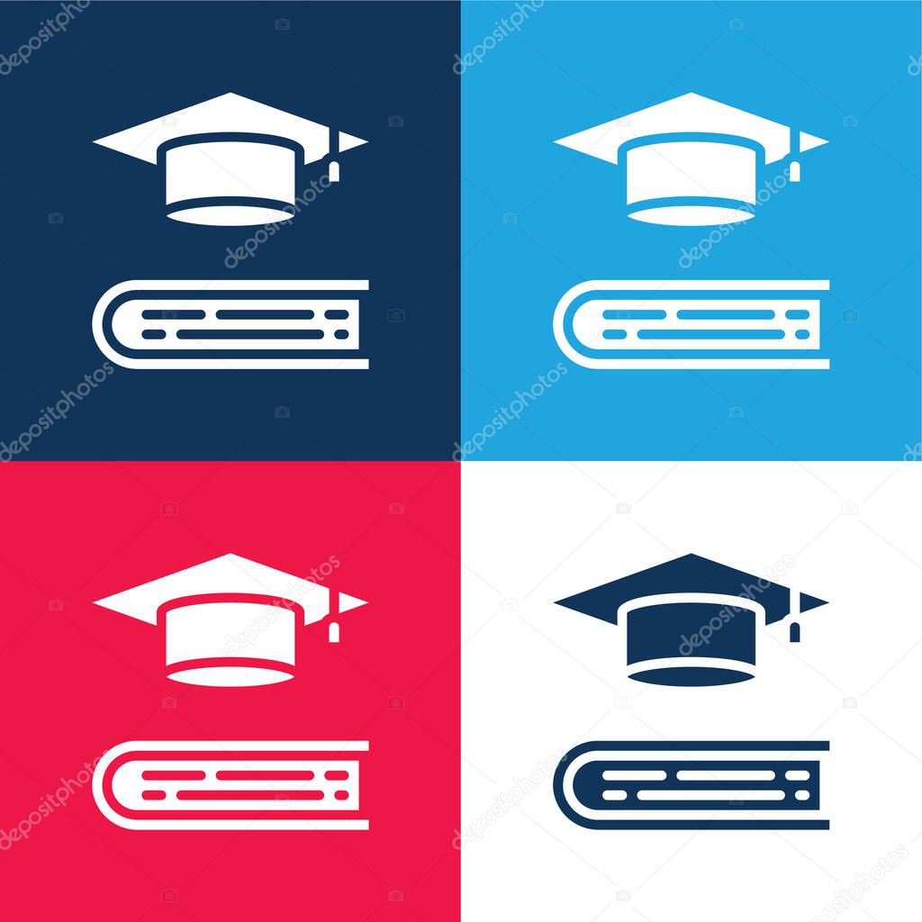 Book blue and red four color minimal icon set
