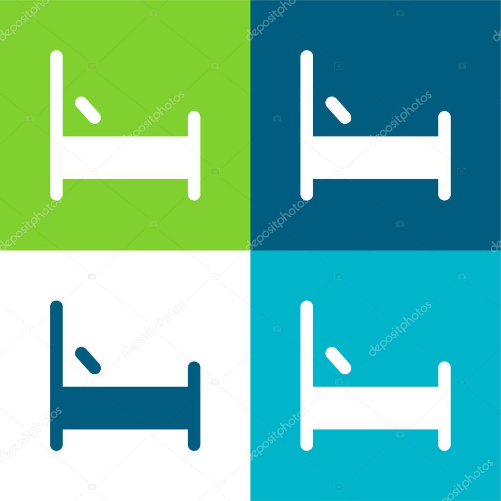 Bed Flat four color minimal icon set