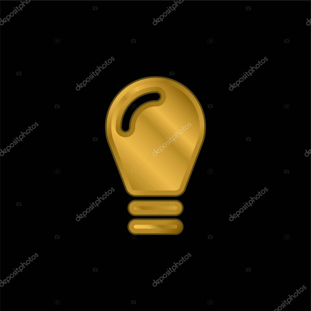 Black Lightbulb gold plated metalic icon or logo vector