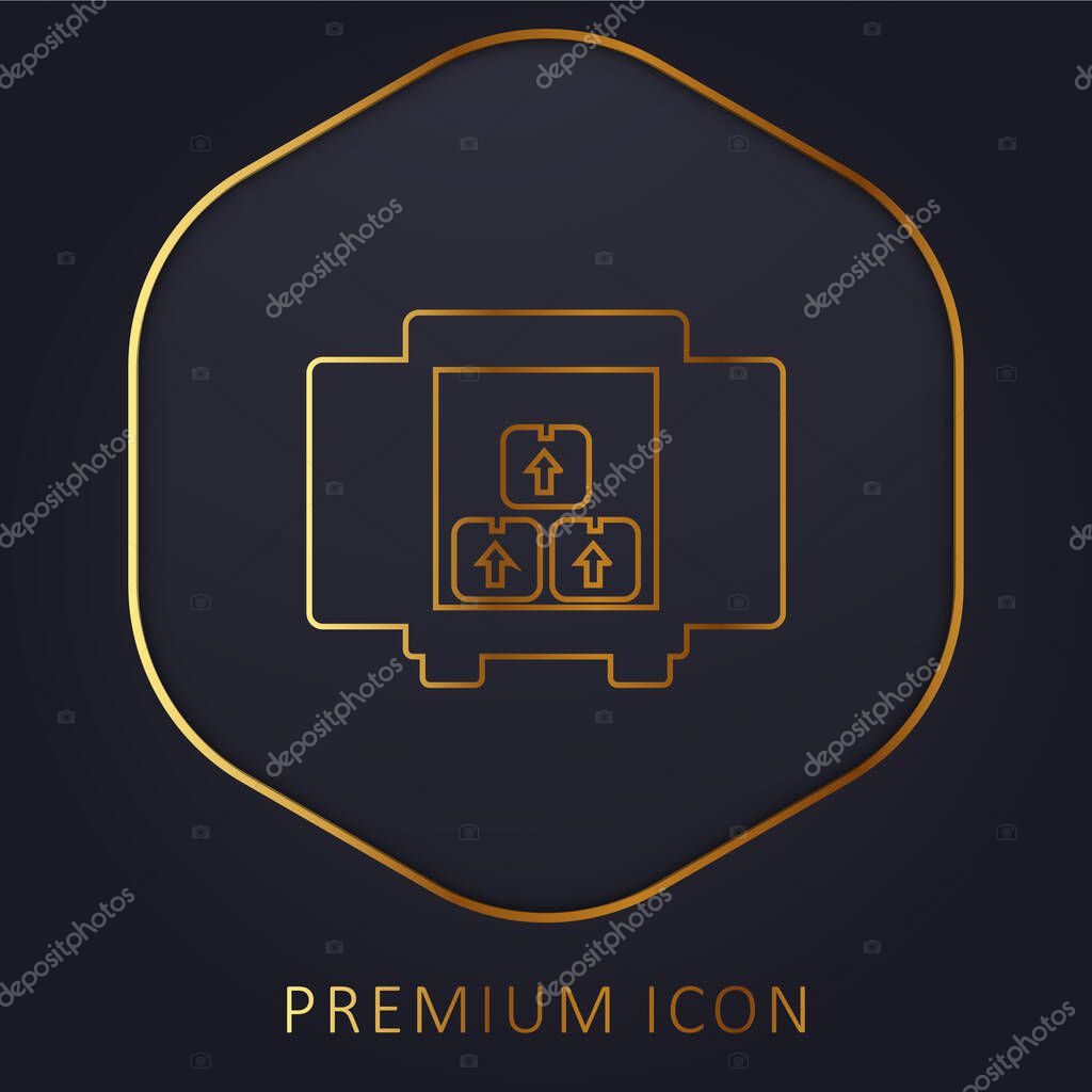 Boxes Storage For Delivery Inside A Truck Box From Back View golden line premium logo or icon
