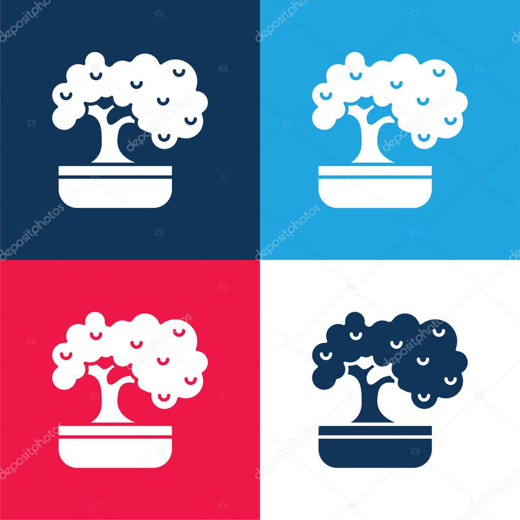 Bonsai blue and red four color minimal icon set