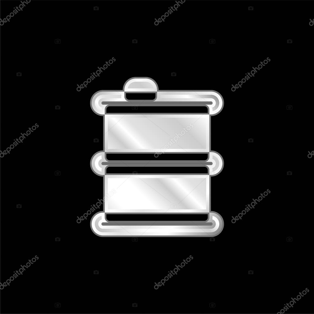 Barrel silver plated metallic icon