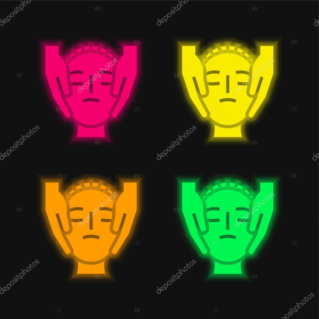 Beauty Treatment four color glowing neon vector icon