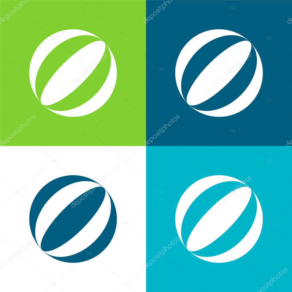 Ball Flat four color minimal icon set