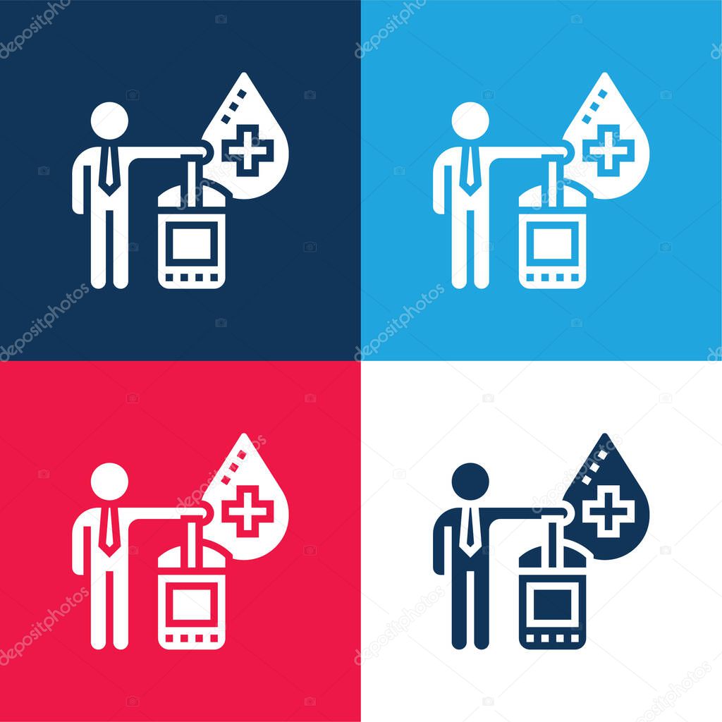 Blood blue and red four color minimal icon set