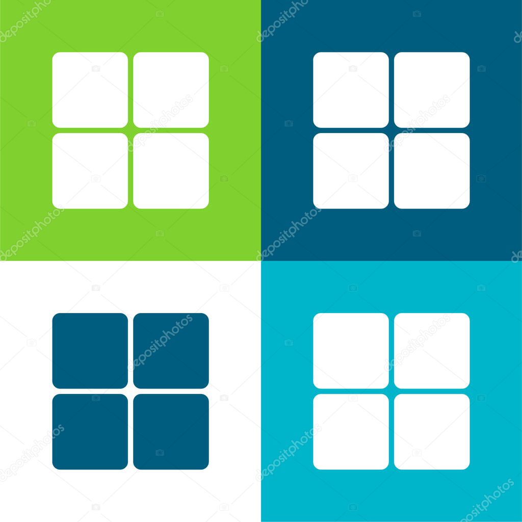 4 Rounded Squares Flat four color minimal icon set