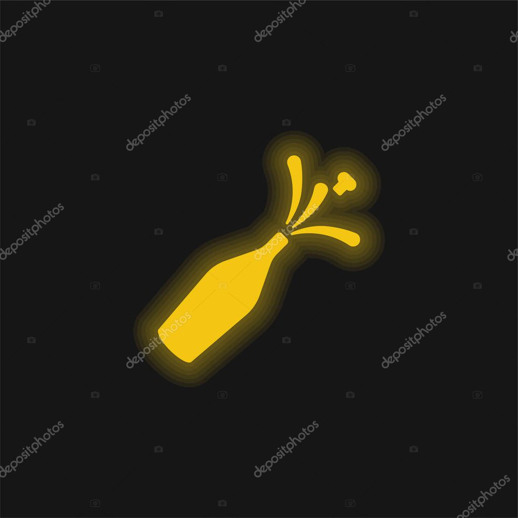 Bottle yellow glowing neon icon