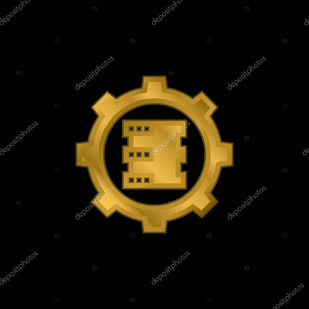 Big Data gold plated metalic icon or logo vector