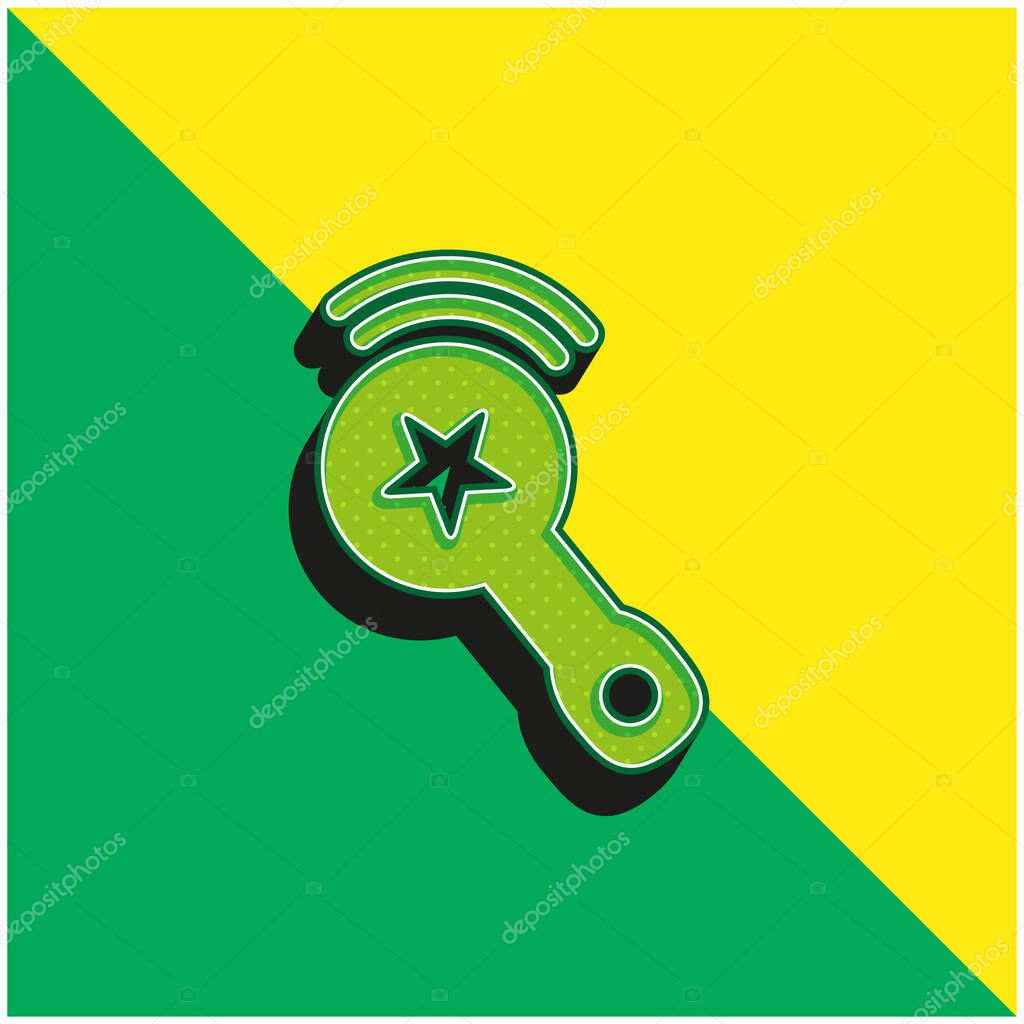 Baby Rattle Sound With A Star Design Green and yellow modern 3d vector icon logo