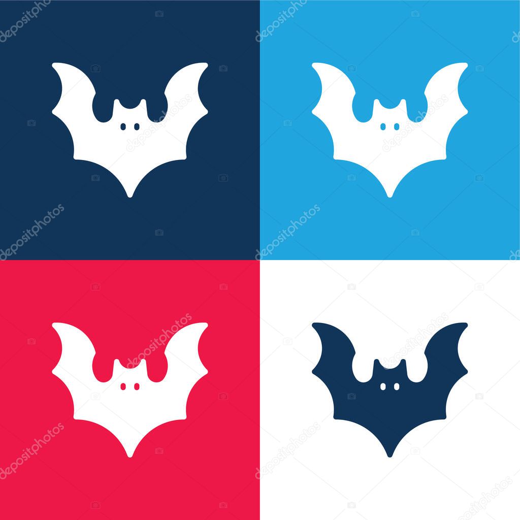 Bat blue and red four color minimal icon set