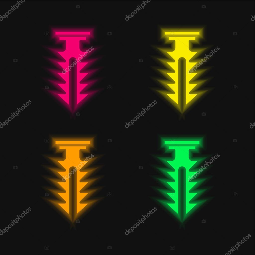 Anchor four color glowing neon vector icon