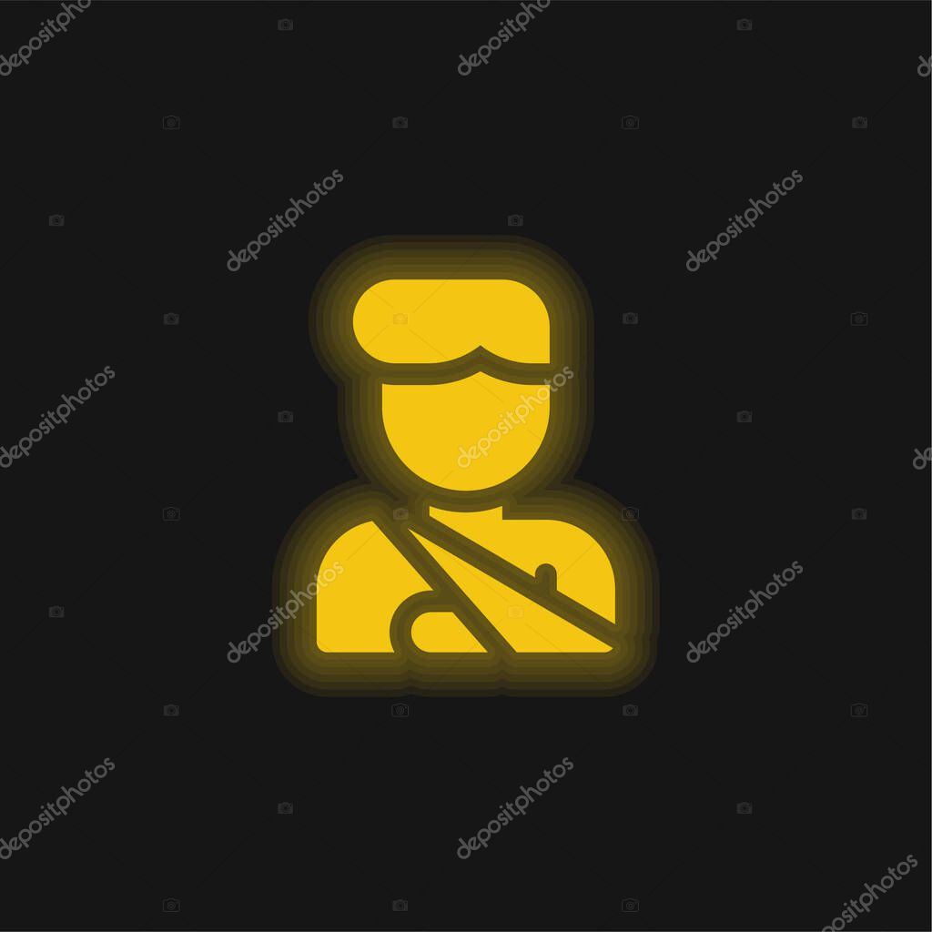 Accident yellow glowing neon icon