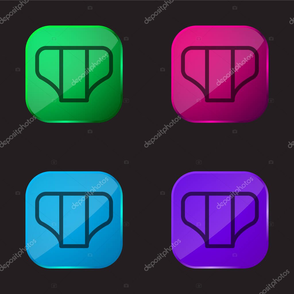 Baby Diaper Outline four color glass button icon