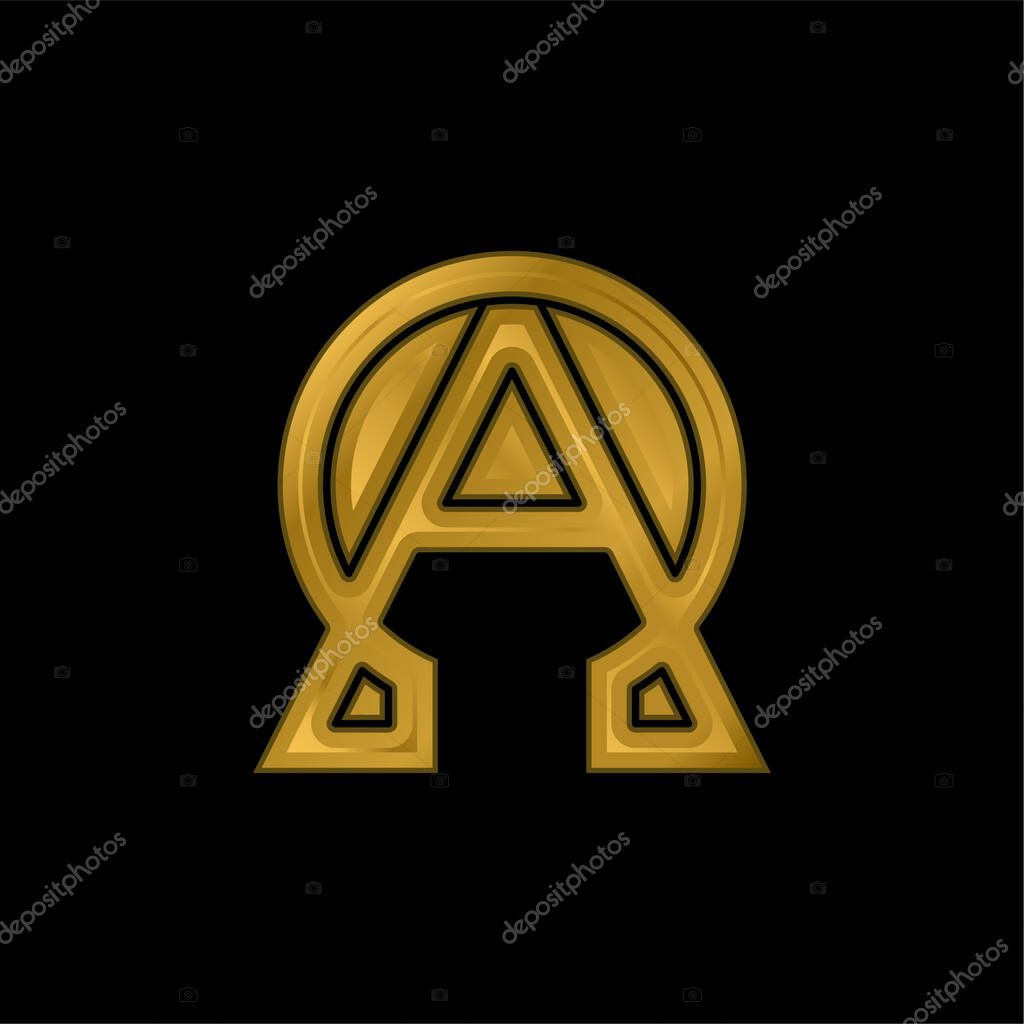 Alpha And Omega gold plated metalic icon or logo vector