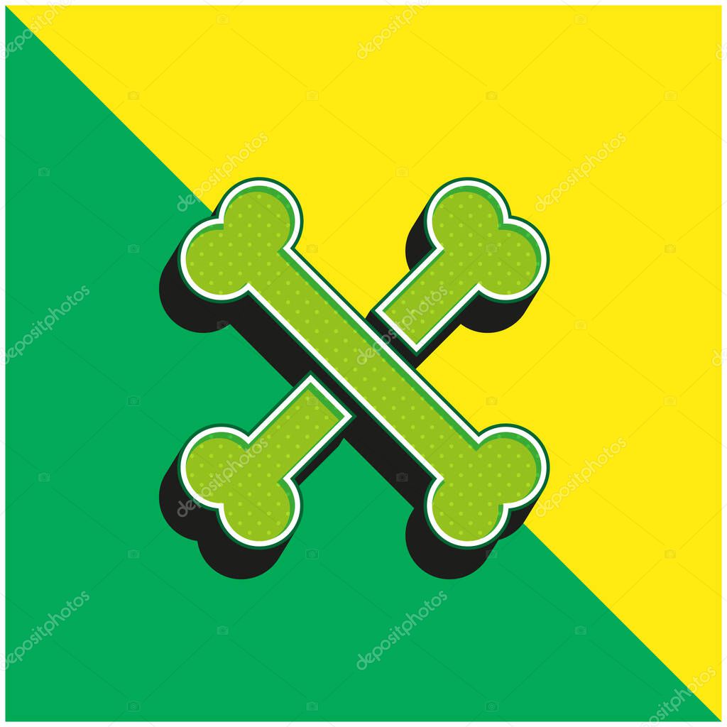 Bones Green and yellow modern 3d vector icon logo