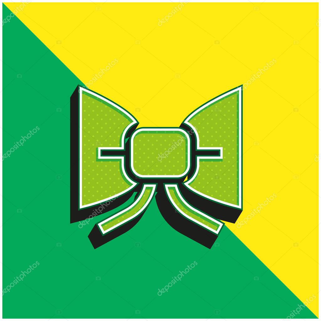 Bow Tie Green and yellow modern 3d vector icon logo