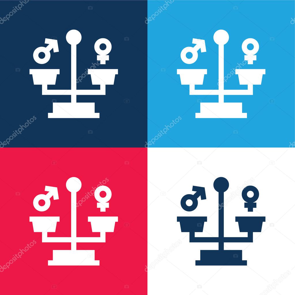 Balance blue and red four color minimal icon set
