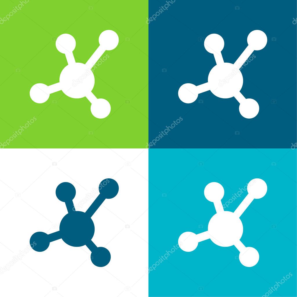 Atomic Bond Flat four color minimal icon set