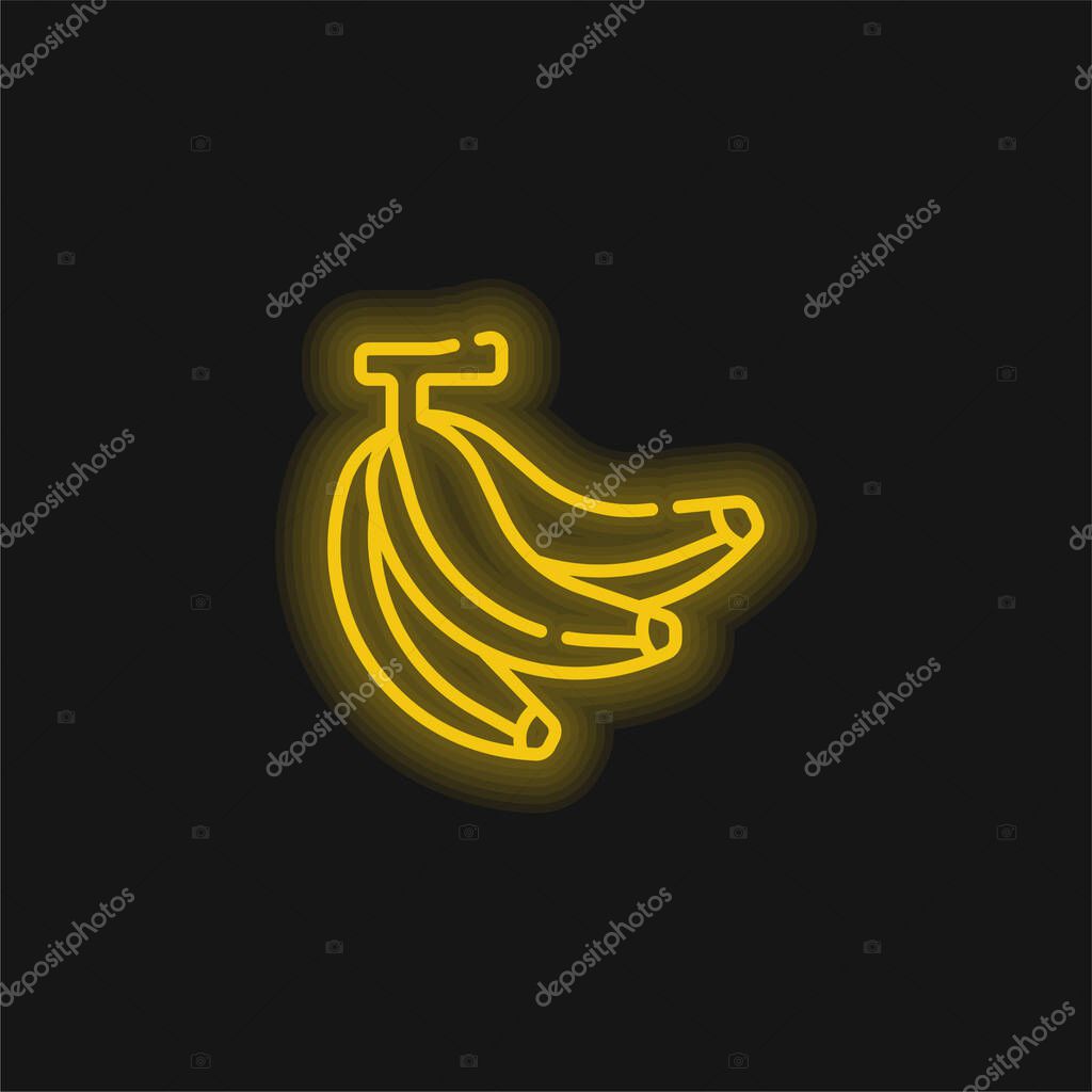 Banana yellow glowing neon icon