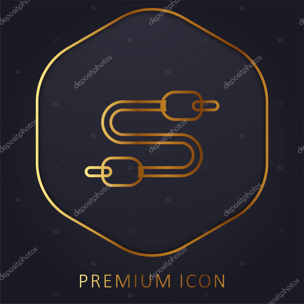 Audio Jack golden line premium logo or icon