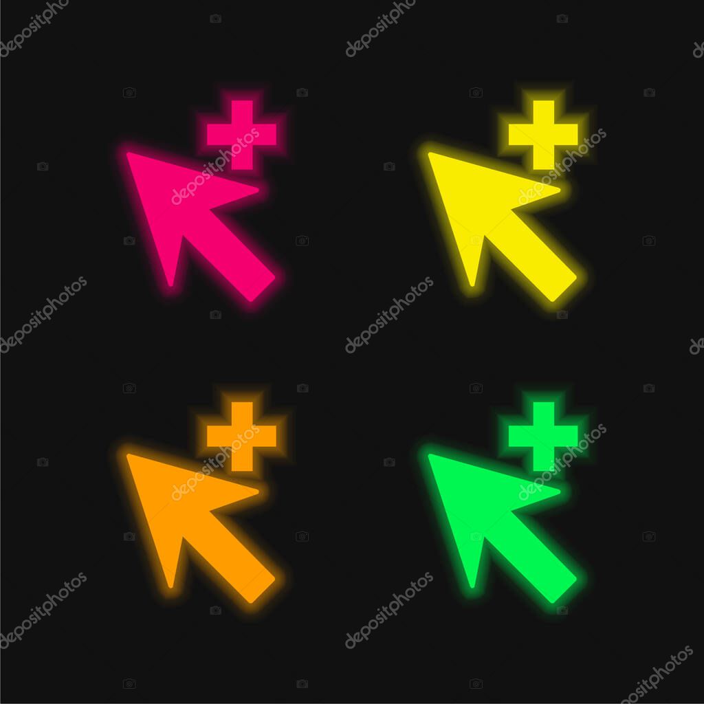 Add Cursor four color glowing neon vector icon