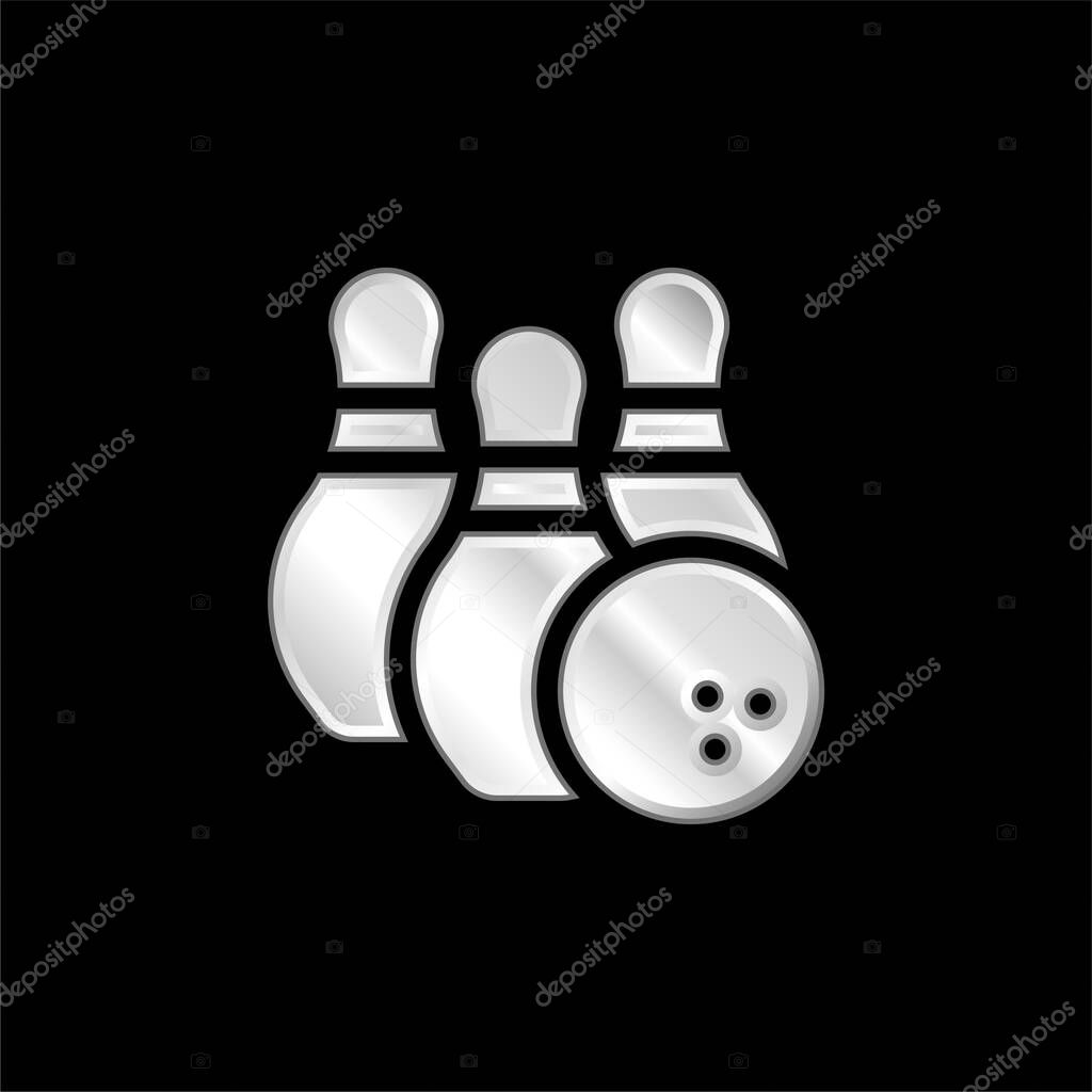 Bowling silver plated metallic icon