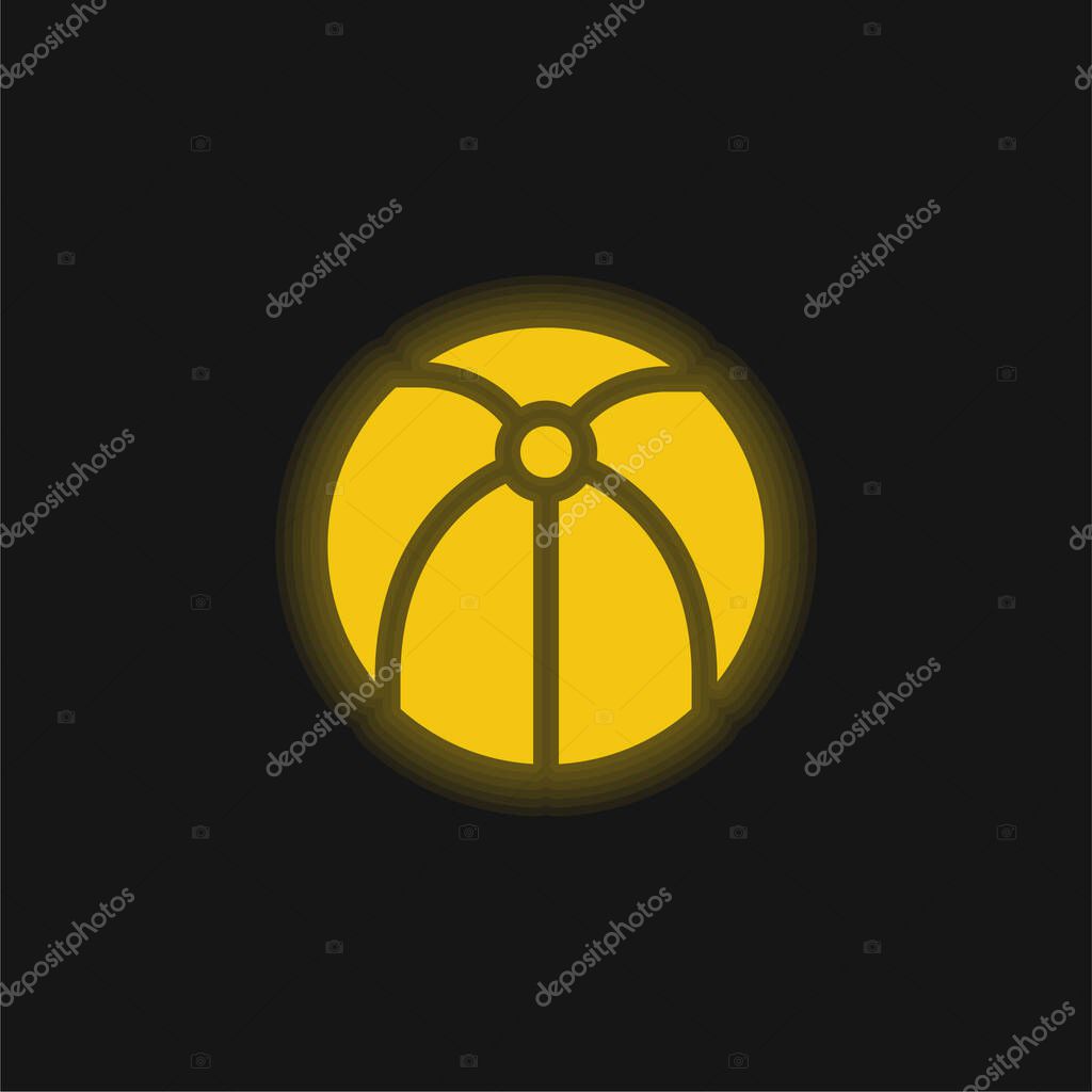 Beach Ball yellow glowing neon icon