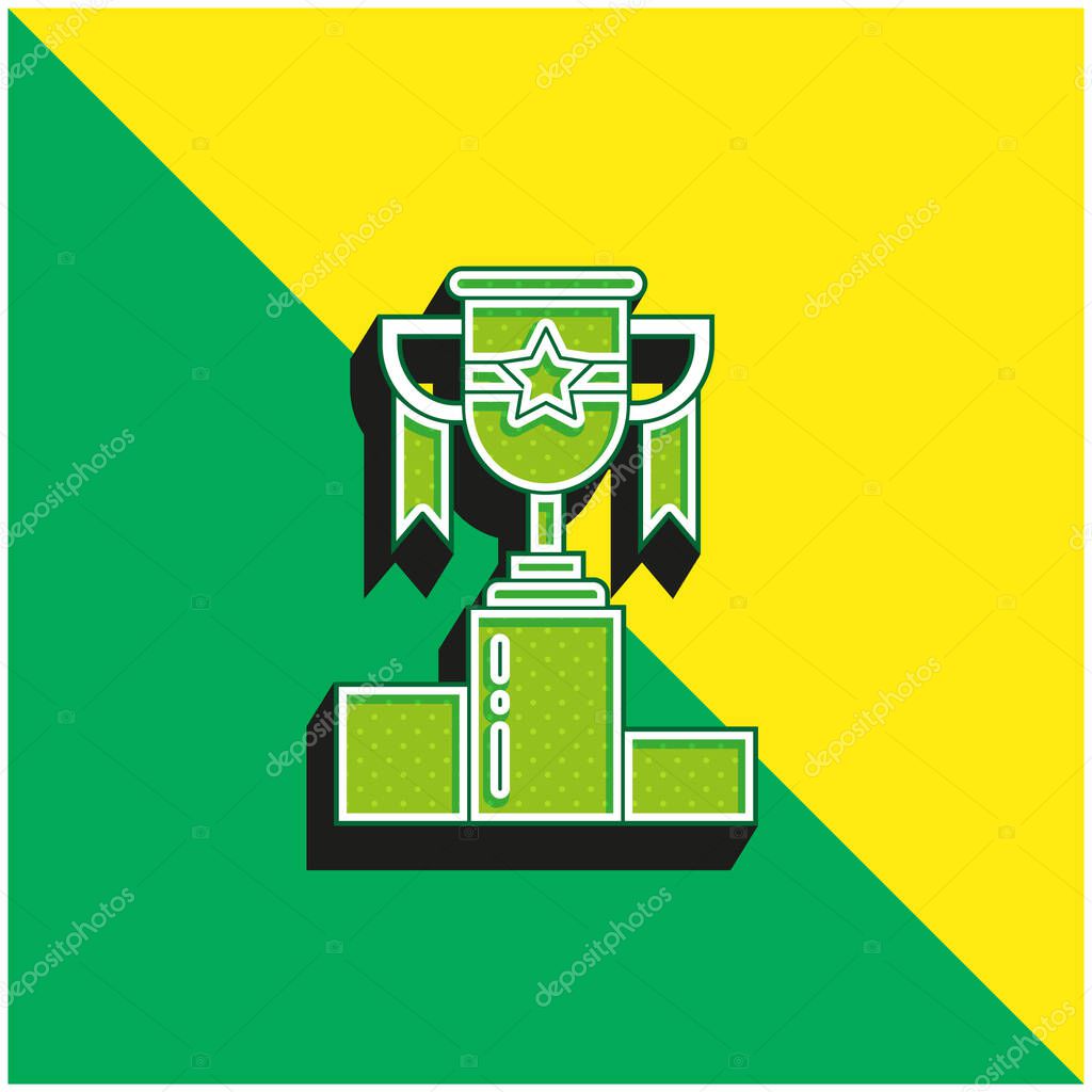 Award Green and yellow modern 3d vector icon logo