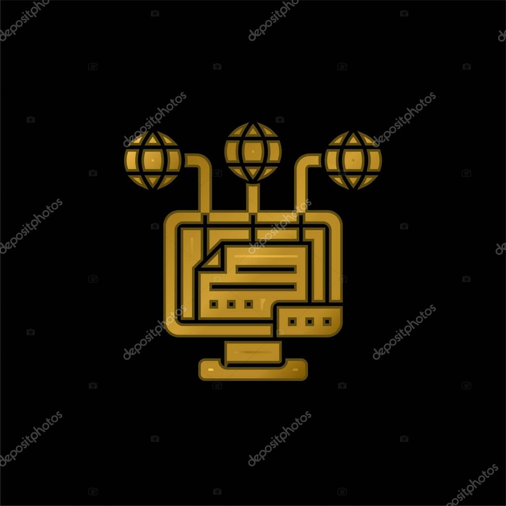 Attribution gold plated metalic icon or logo vector