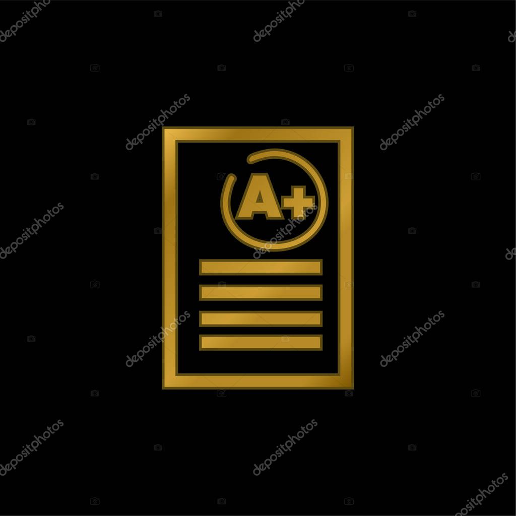 A Best Test Result gold plated metalic icon or logo vector