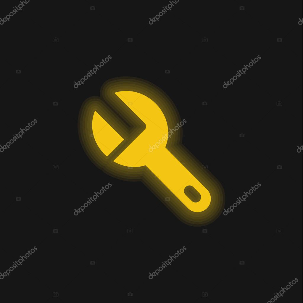 Big Wrench yellow glowing neon icon