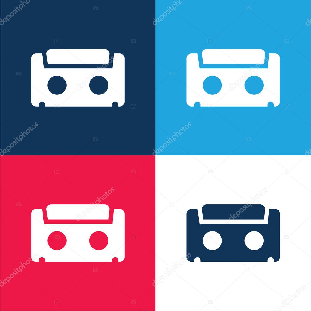Audiotape blue and red four color minimal icon set
