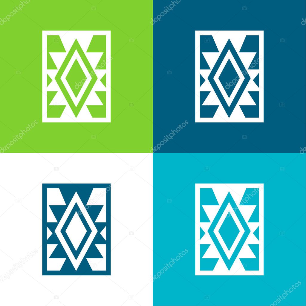 Artisanal Rug Of Mexico Flat four color minimal icon set