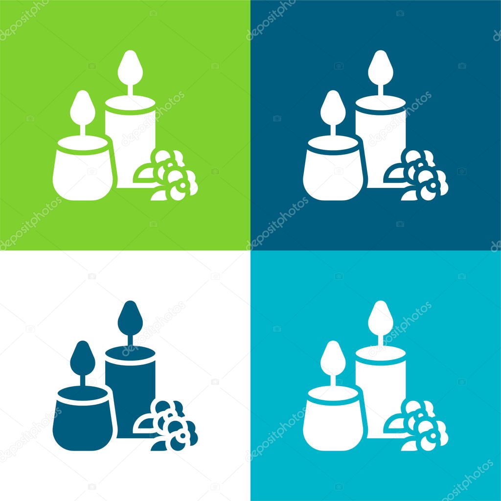 Aromatic Candle Flat four color minimal icon set
