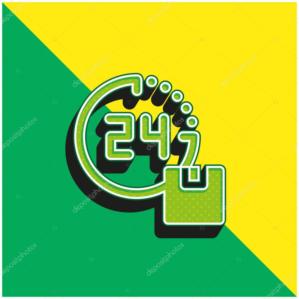 24 Hours Delivery Green and yellow modern 3d vector icon logo