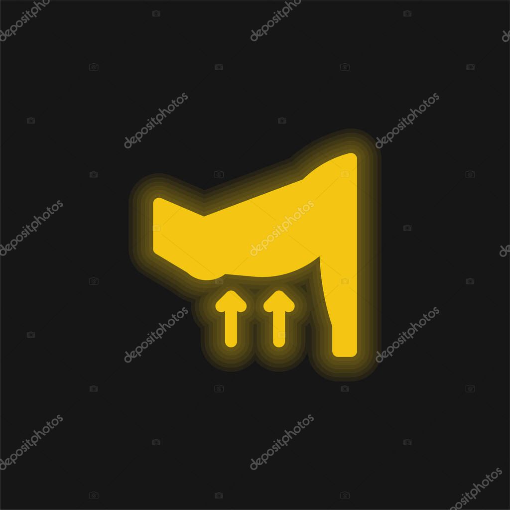 Arm yellow glowing neon icon
