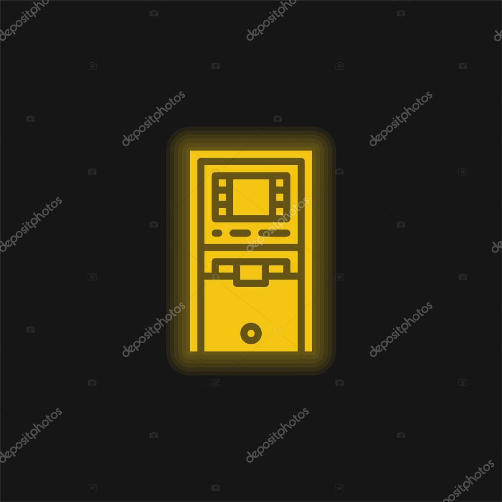 Atm Machine yellow glowing neon icon
