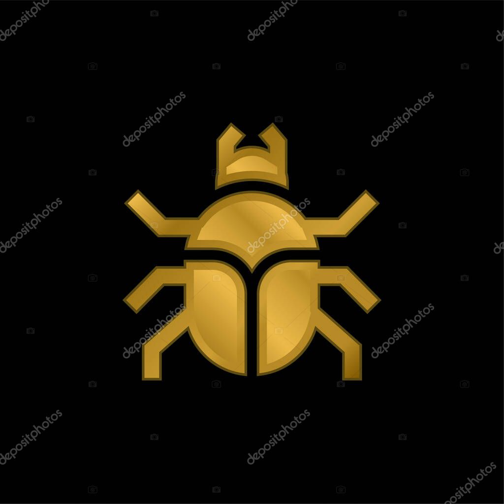 Beetle gold plated metalic icon or logo vector