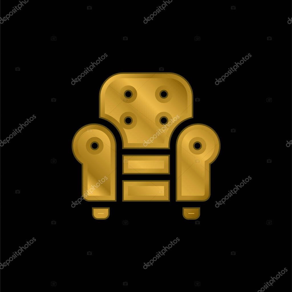 Armchair gold plated metalic icon or logo vector
