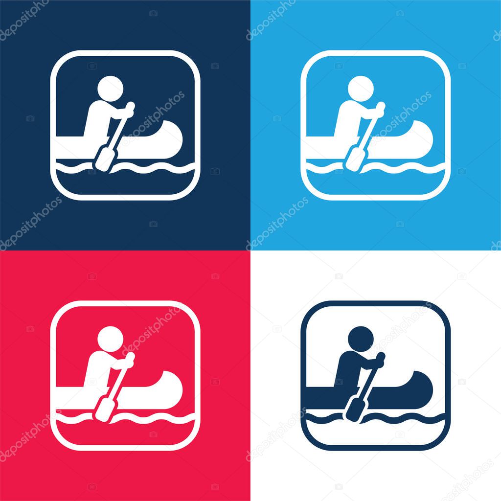 Nautica segno blu e rosso quattro colori set di icone minime
