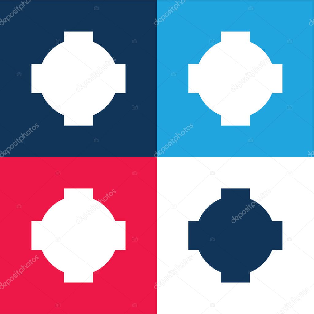 Black Cross Shield blue and red four color minimal icon set