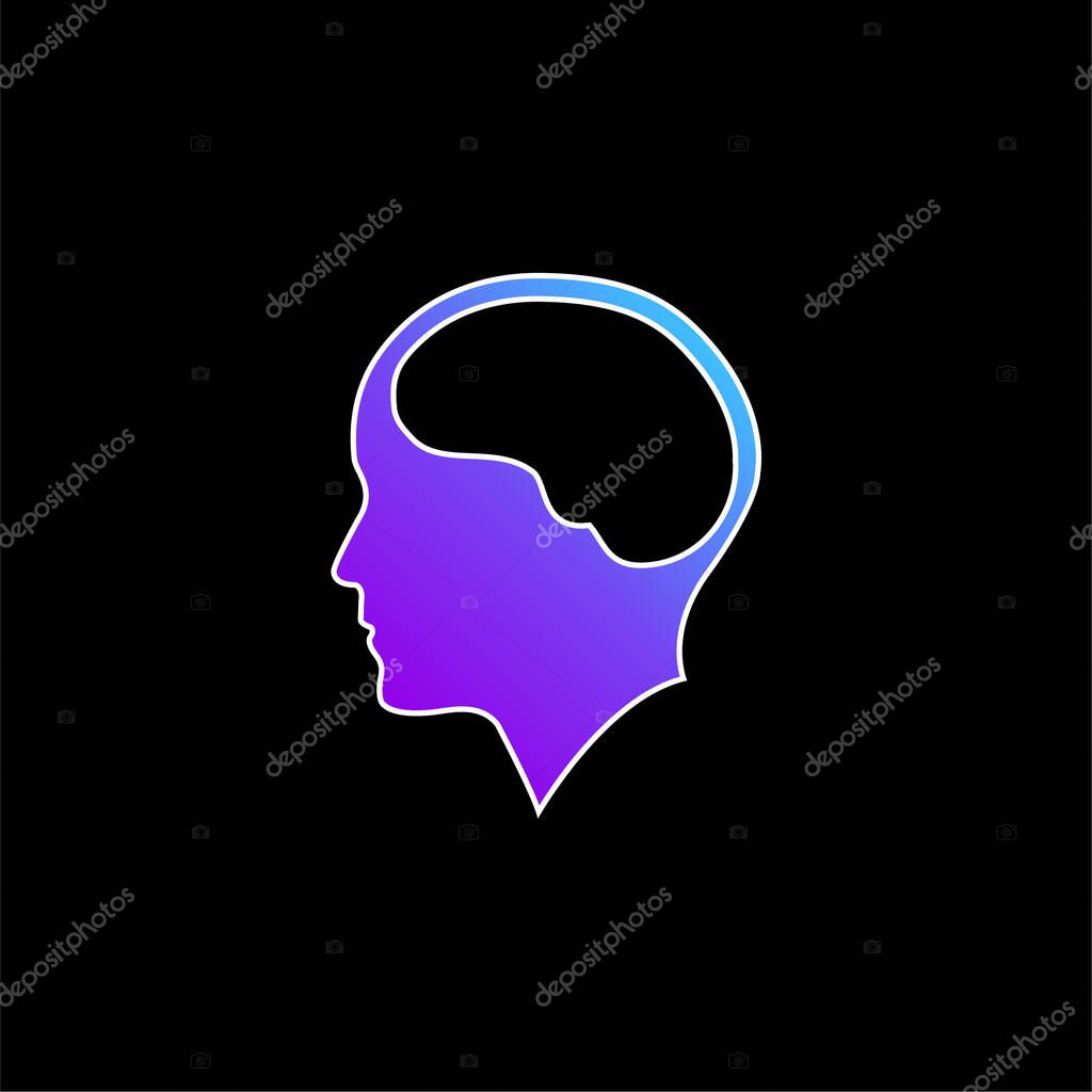 Brain Inside Human Head blue gradient vector icon