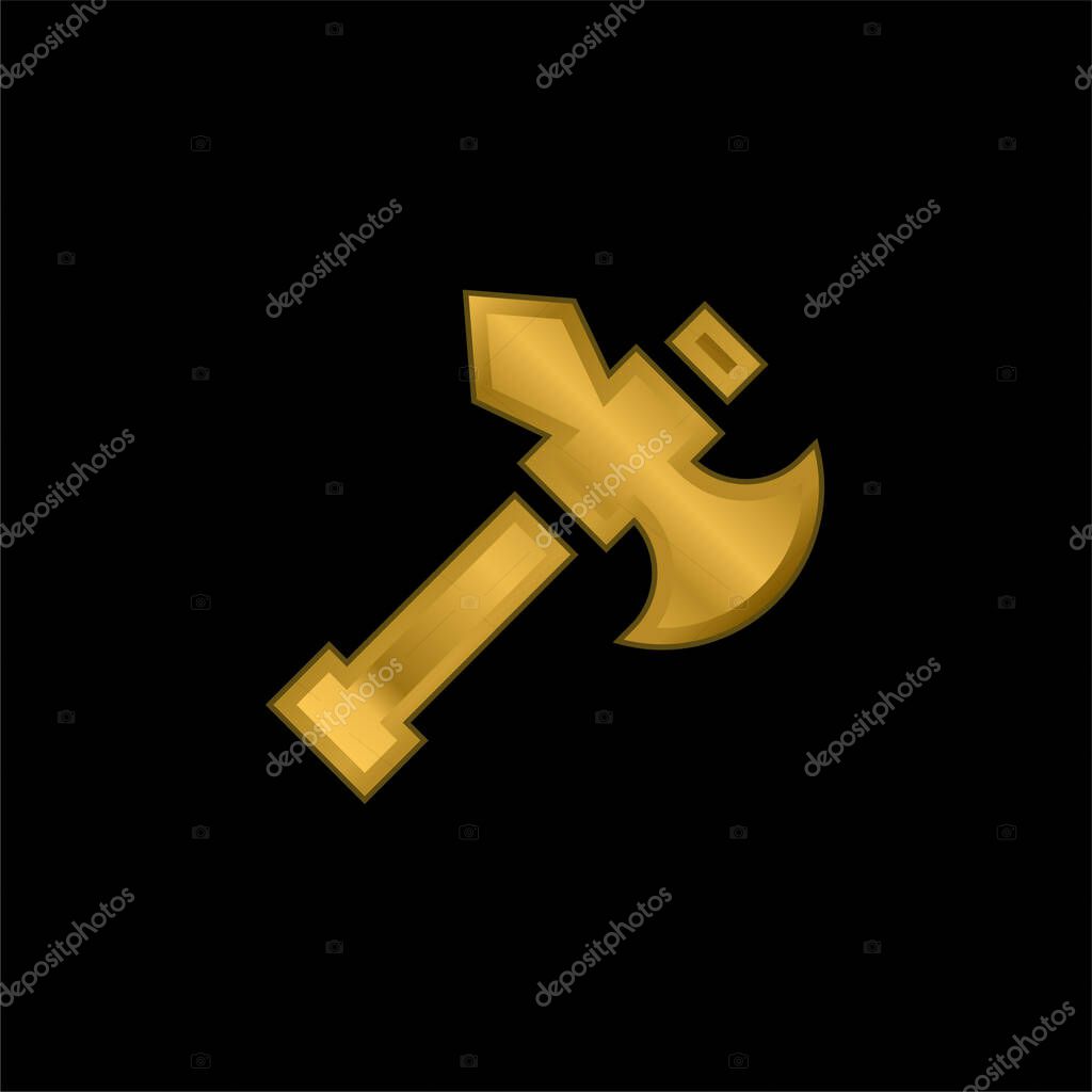 Axe gold plated metalic icon or logo vector