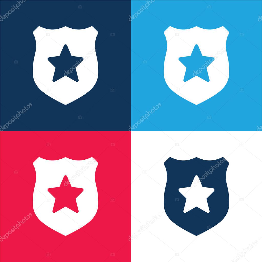 Badge blue and red four color minimal icon set