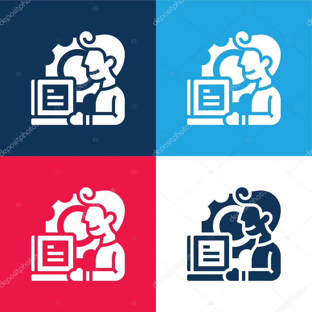 Application blue and red four color minimal icon set