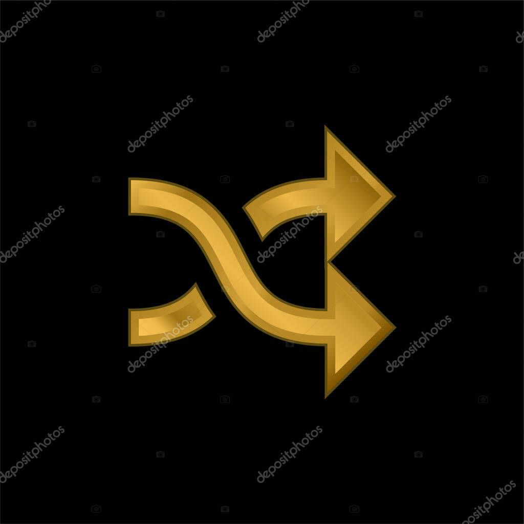 Arrows Crossed Couple gold plated metalic icon or logo vector