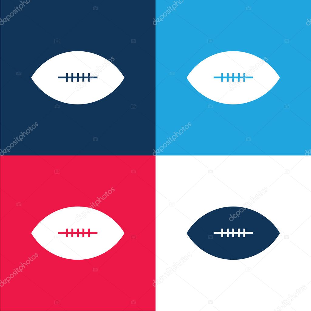 American Football Game blue and red four color minimal icon set