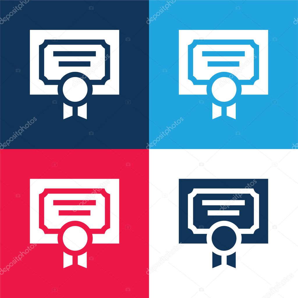 Award blue and red four color minimal icon set