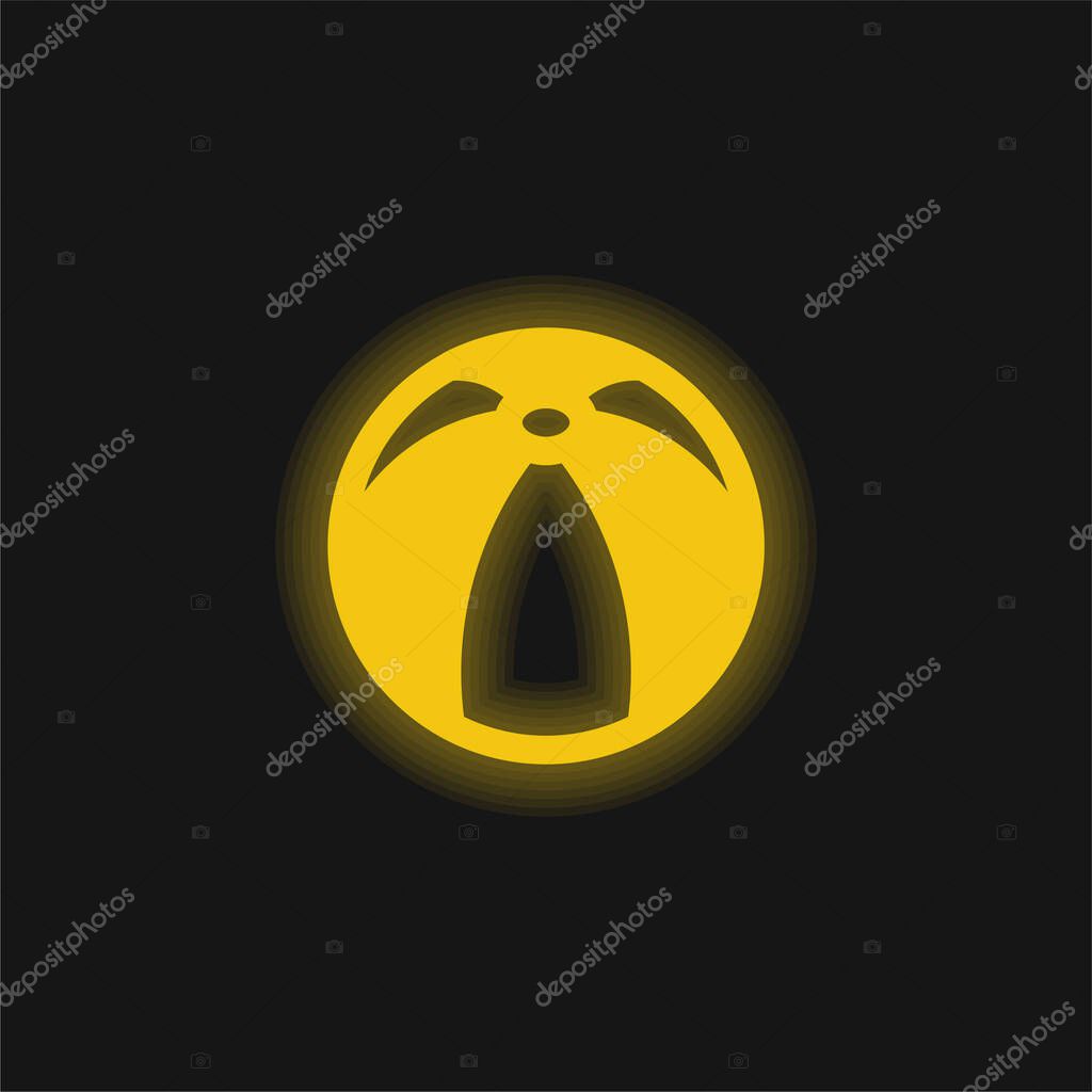 Beach Ball yellow glowing neon icon