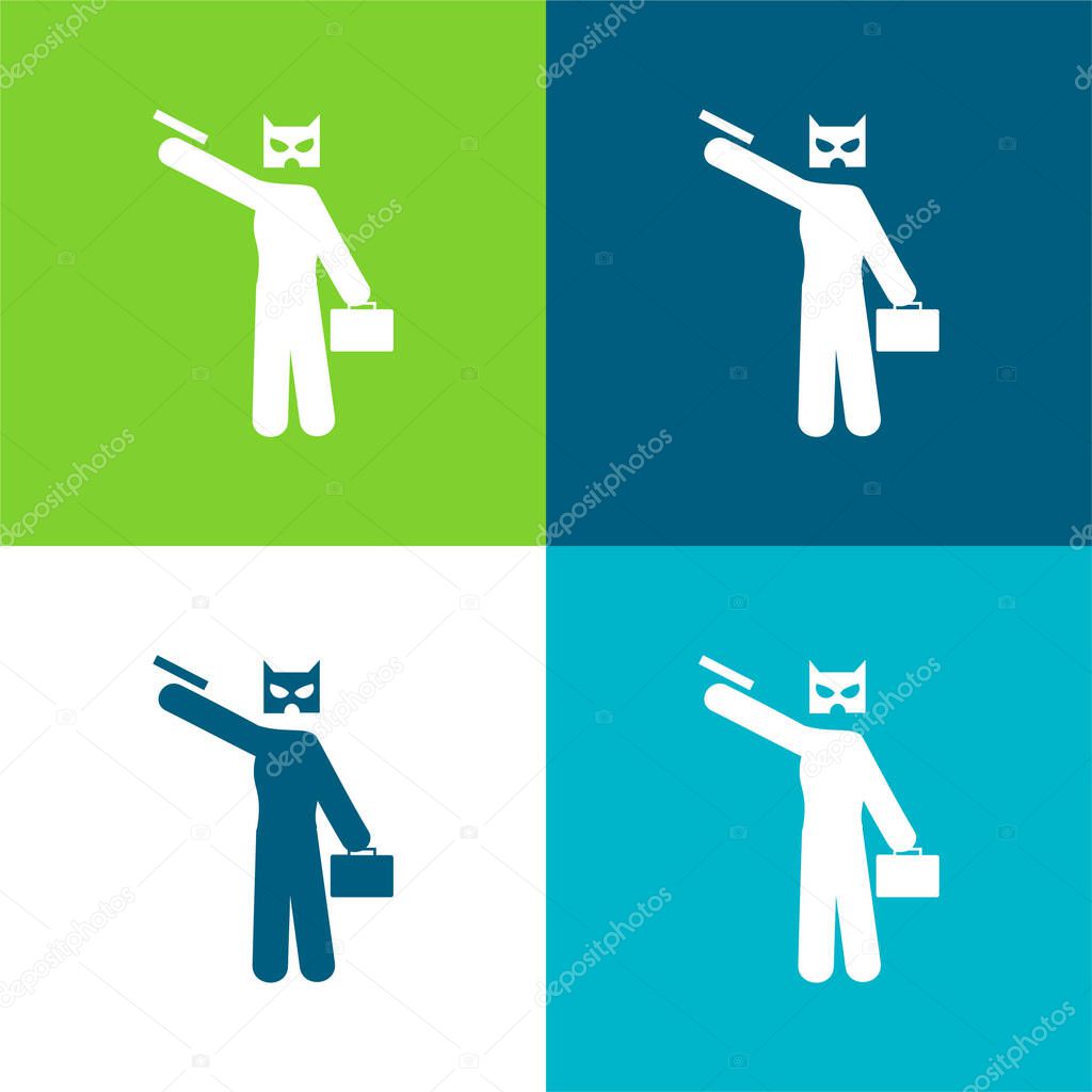 Bank Robbery Flat four color minimal icon set
